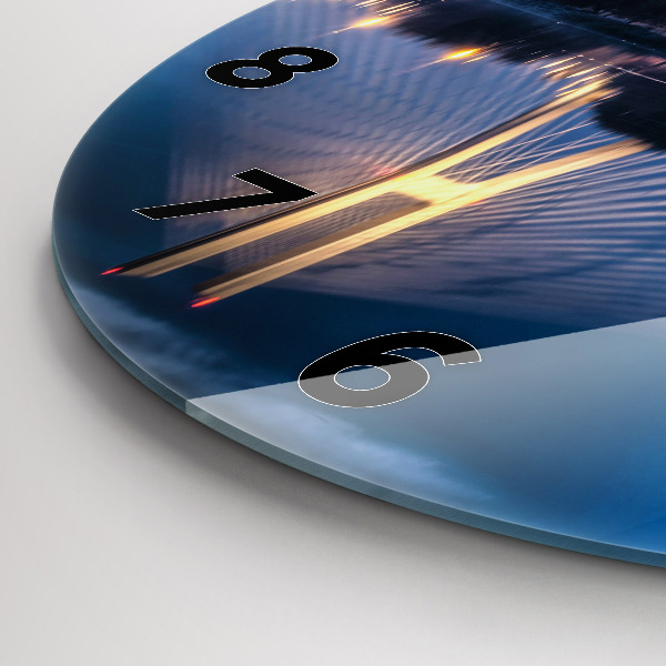 Round glass wall clock Rędziński Bridge Wrocław