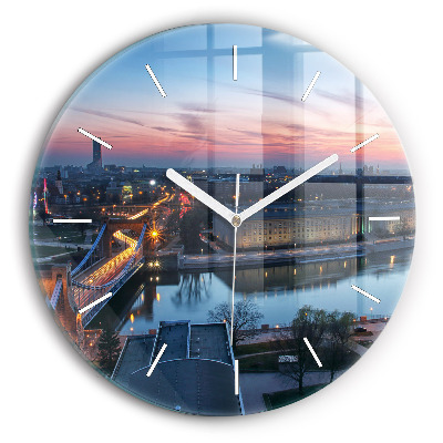 Round glass wall clock Wroclaw from a drone