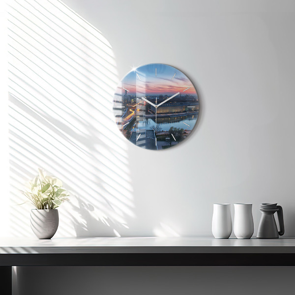 Round glass wall clock Wroclaw from a drone