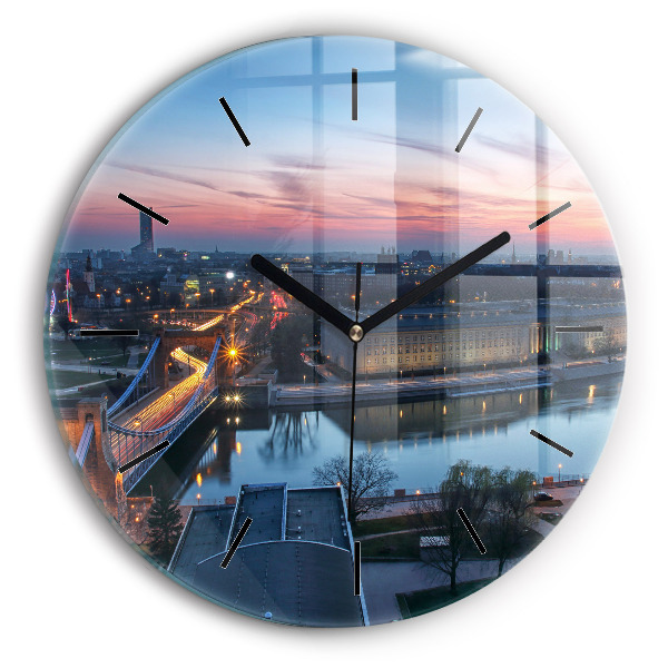 Round glass wall clock Wroclaw from a drone
