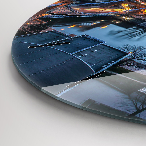 Round glass wall clock Wroclaw from a drone