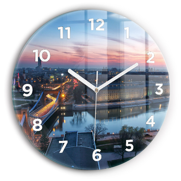 Round glass wall clock Wroclaw from a drone