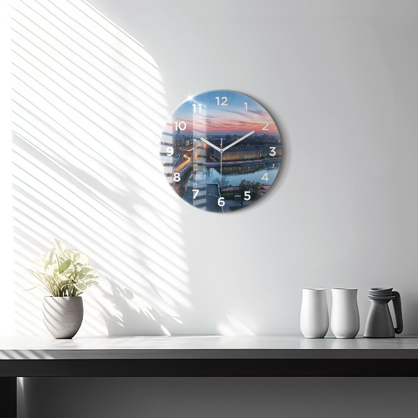 Round glass wall clock Wroclaw from a drone