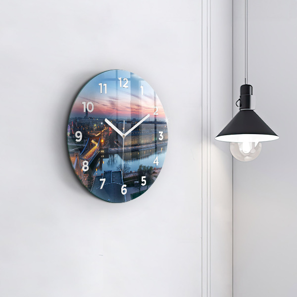 Round glass wall clock Wroclaw from a drone