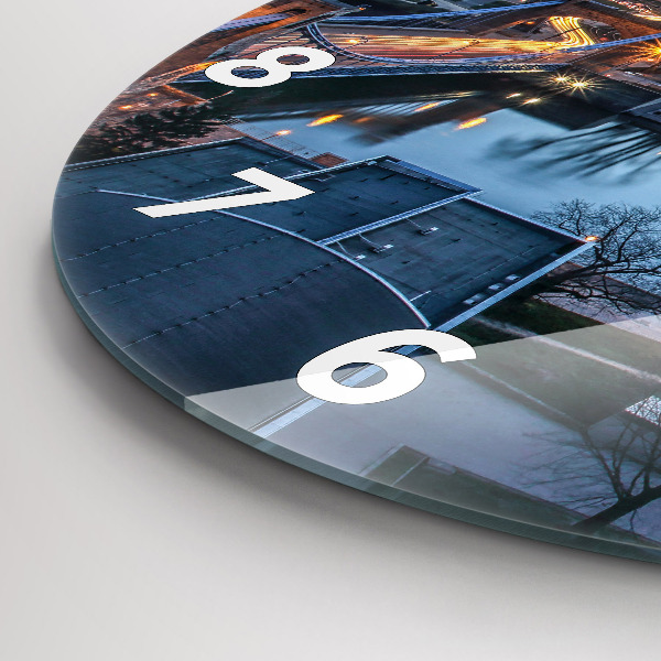 Round glass wall clock Wroclaw from a drone