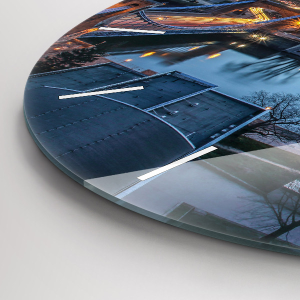 Round glass wall clock Wroclaw from a drone