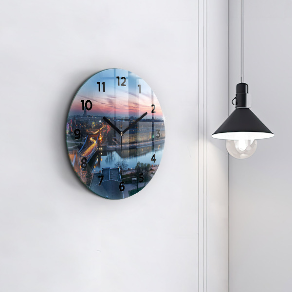 Round glass wall clock Wroclaw from a drone
