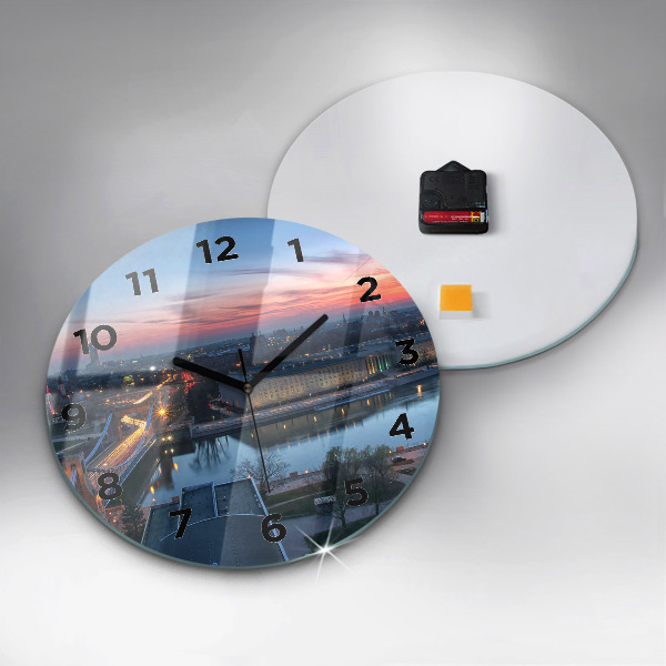 Round glass wall clock Wroclaw from a drone