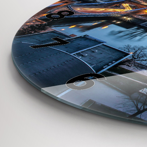 Round glass wall clock Wroclaw from a drone