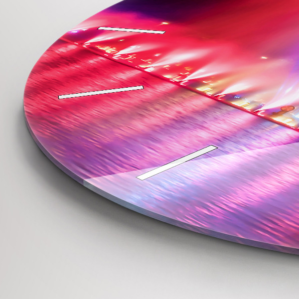 Round glass wall clock Wroclaw Fountain at Night