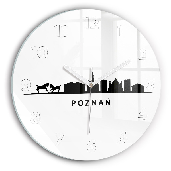Round glass wall clock Poznan panorama graphics