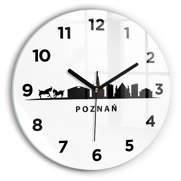 Round glass wall clock Poznan panorama graphics