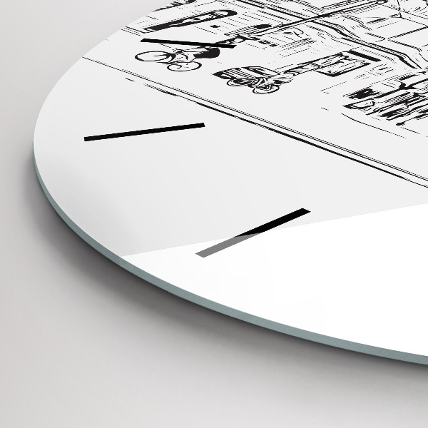 Round glass wall clock Illustration of the city of Poznań