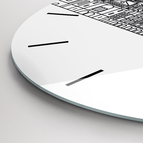 Round glass wall clock Lodz architecture panorama