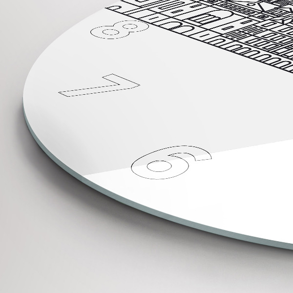 Round glass wall clock Lodz architecture panorama