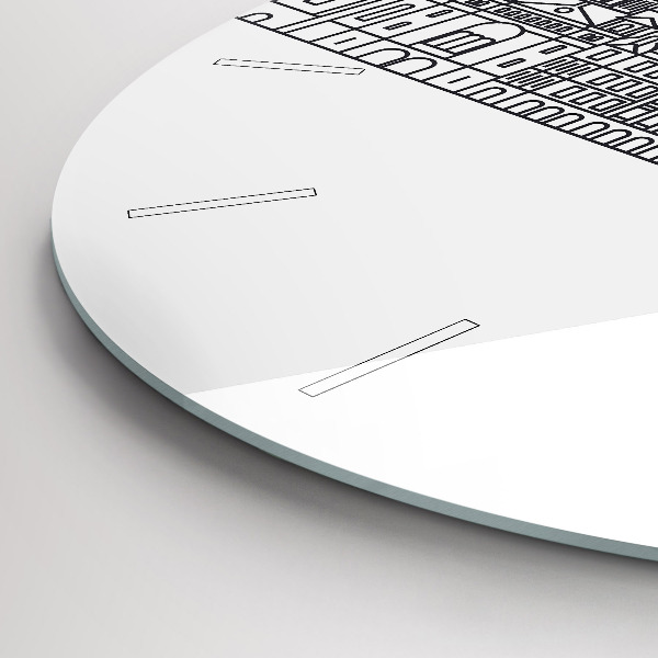 Round glass wall clock Lodz architecture panorama