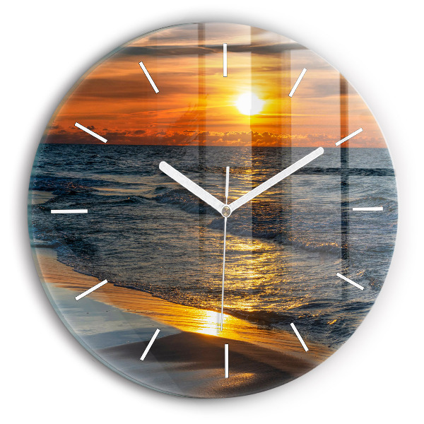Round glass wall clock Władysławowo Baltic Sea