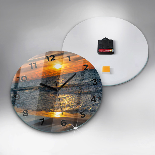 Round glass wall clock Władysławowo Baltic Sea