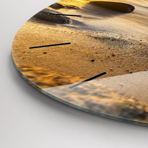 Round glass wall clock Sunrise Baltic Sea