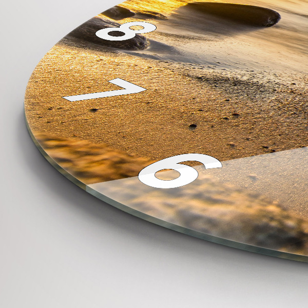 Round glass wall clock Sunrise Baltic Sea