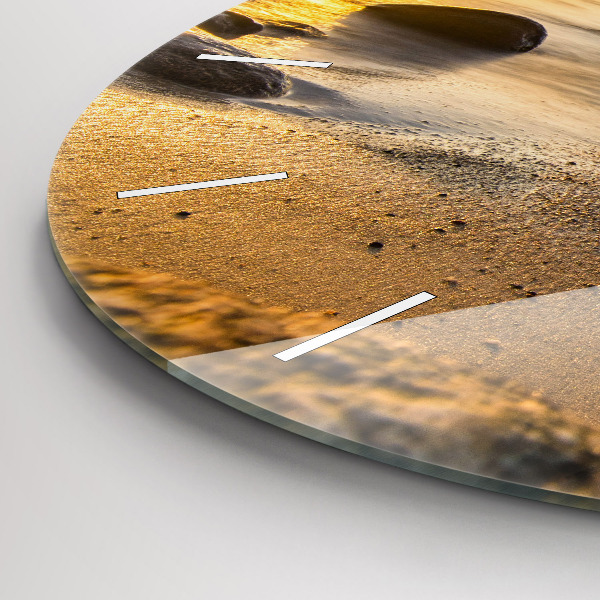 Round glass wall clock Sunrise Baltic Sea