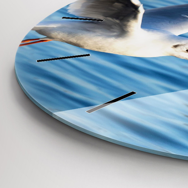 Round glass wall clock Seagulls in Gdynia