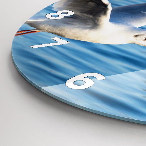 Round glass wall clock Seagulls in Gdynia