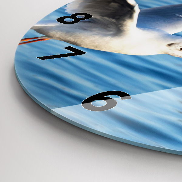 Round glass wall clock Seagulls in Gdynia