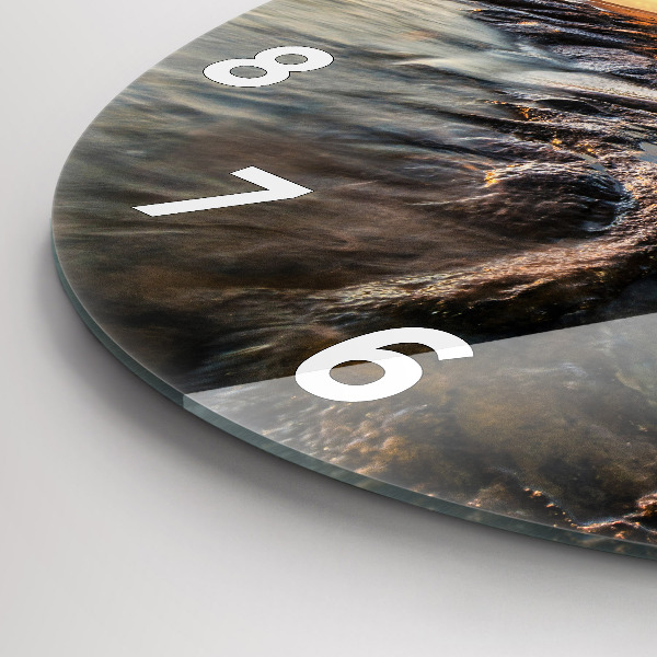 Round glass wall clock The Lighthouse and the Baltic Sea