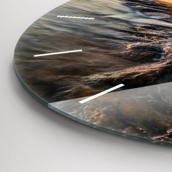 Round glass wall clock The Lighthouse and the Baltic Sea