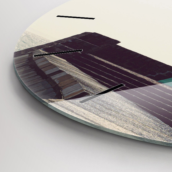 Round glass wall clock The lighthouse and the sea