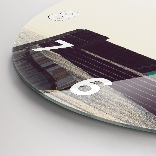 Round glass wall clock The lighthouse and the sea