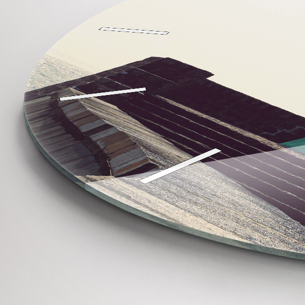 Round glass wall clock The lighthouse and the sea