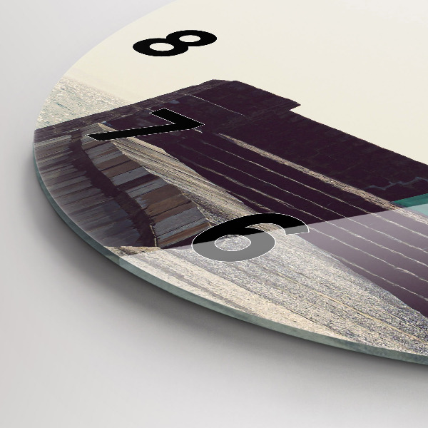 Round glass wall clock The lighthouse and the sea