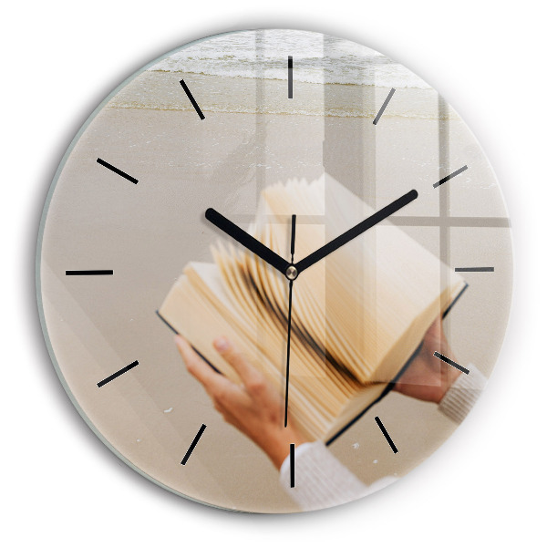 Round glass wall clock A moment with a book