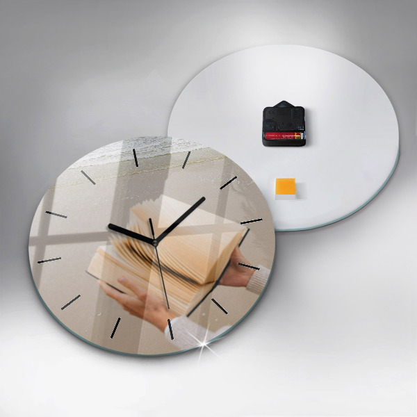 Round glass wall clock A moment with a book