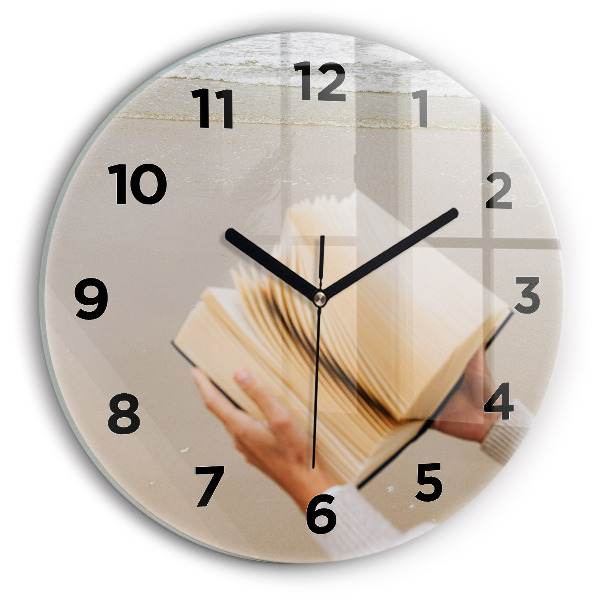 Round glass wall clock A moment with a book