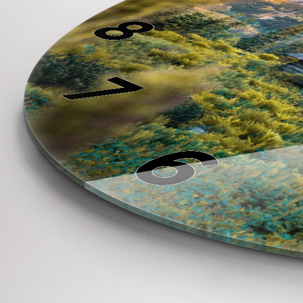 Round glass wall clock Cottage in the Tatra Mountains