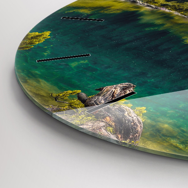 Round glass wall clock Morskie Oko in the Tatra Mountains