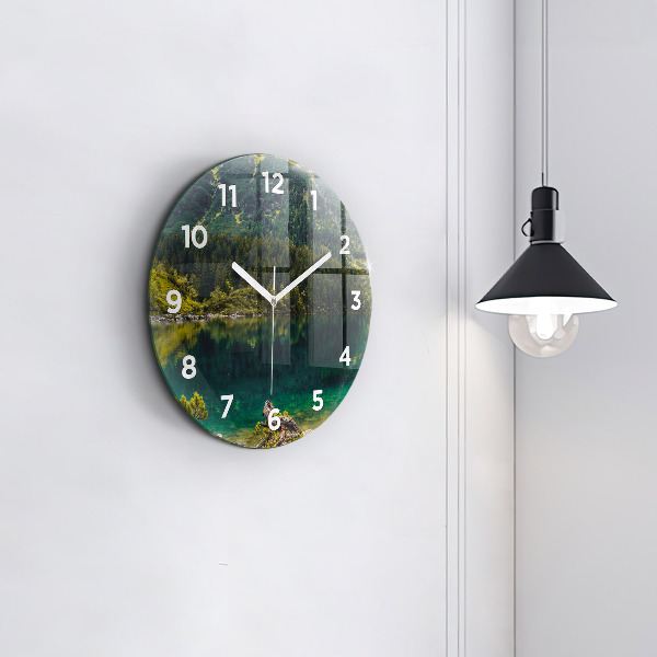 Round glass wall clock Morskie Oko in the Tatra Mountains