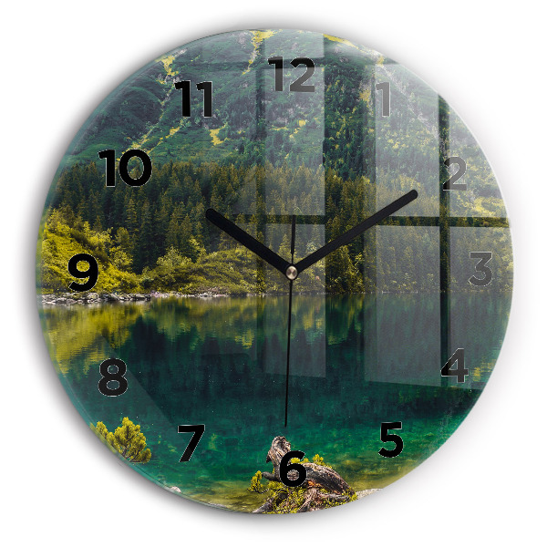 Round glass wall clock Morskie Oko in the Tatra Mountains