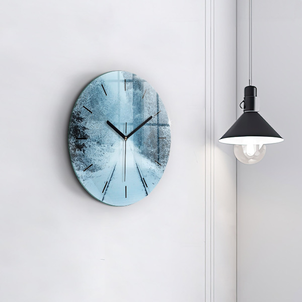 Round glass wall clock Deer on the tracks