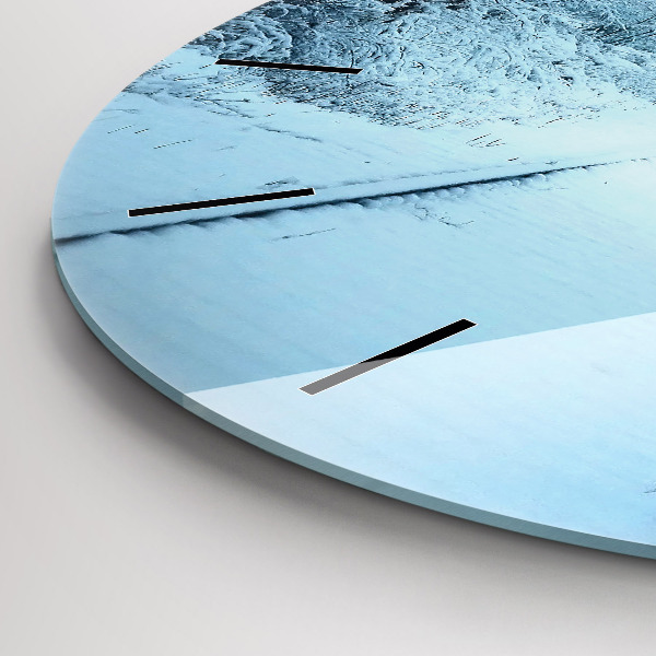 Round glass wall clock Deer on the tracks