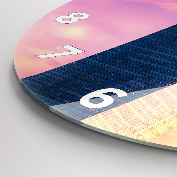 Round glass wall clock Skyscraper in Warsaw