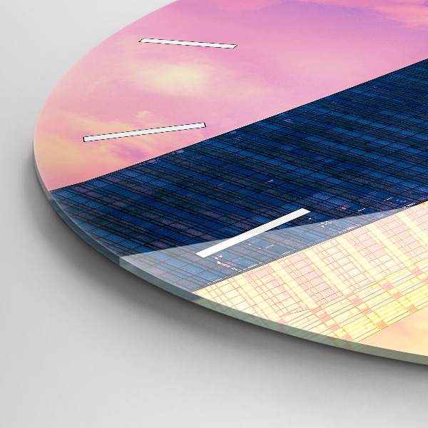 Round glass wall clock Skyscraper in Warsaw