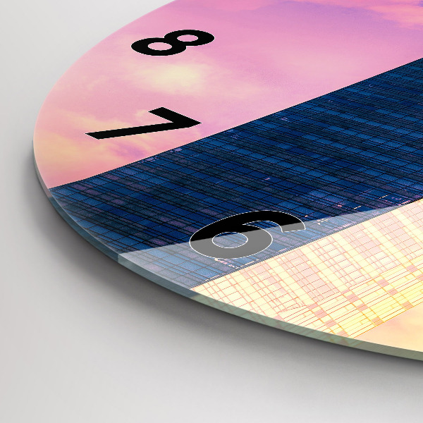 Round glass wall clock Skyscraper in Warsaw