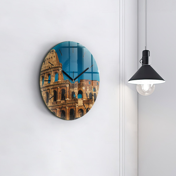 Round glass wall clock The Colosseum in Italy