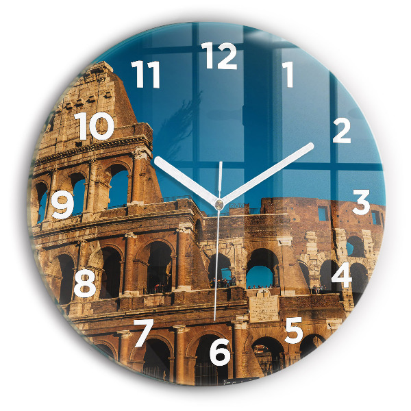 Round glass wall clock The Colosseum in Italy