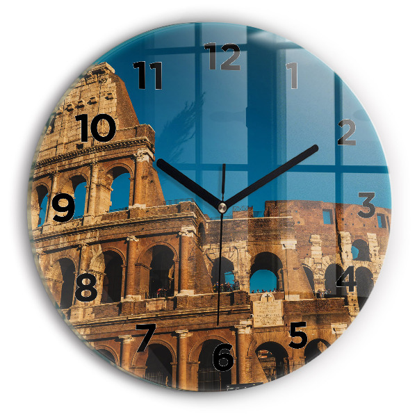 Round glass wall clock The Colosseum in Italy