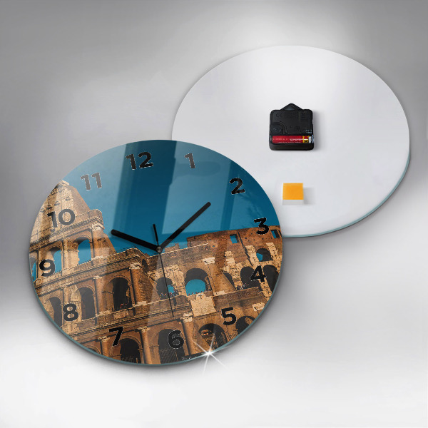Round glass wall clock The Colosseum in Italy